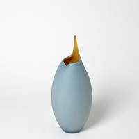 FROSTED GREY VASE WITH AMBER CASING SM