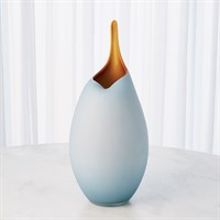 FROSTED GREY VASE WITH AMBER CASING LG