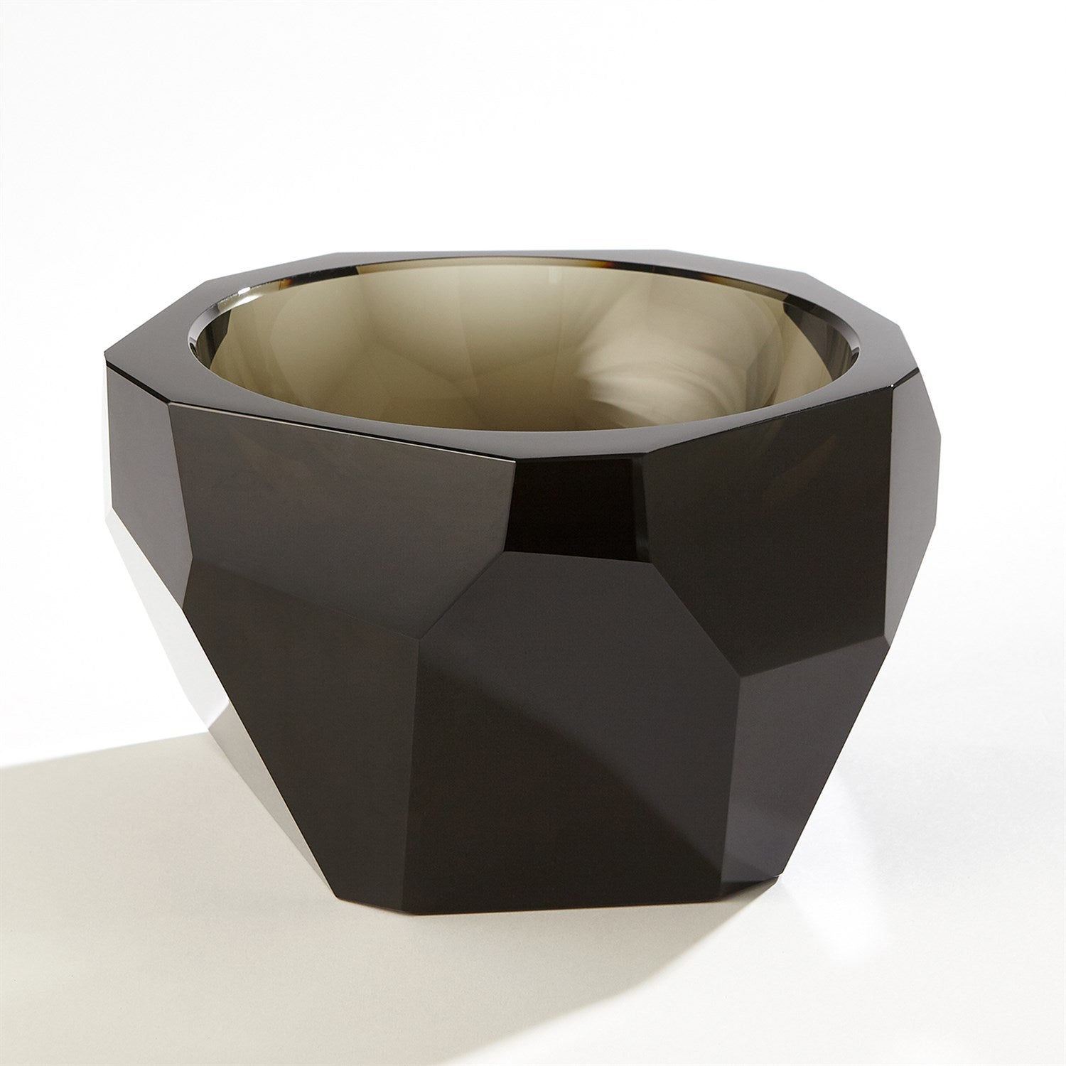MULTI FACET CRYSTAL BOWL GREY LG