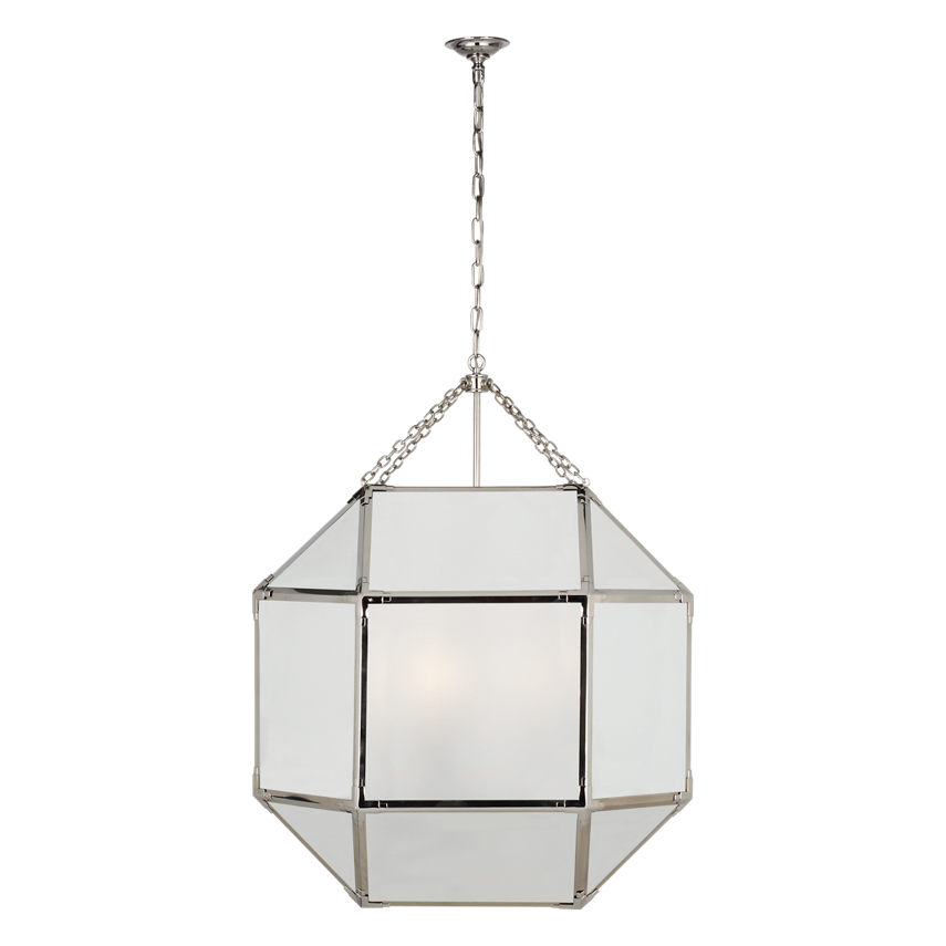 Morris Grand Lantern Polished Nickle, frosted glass,duvallatelier.com