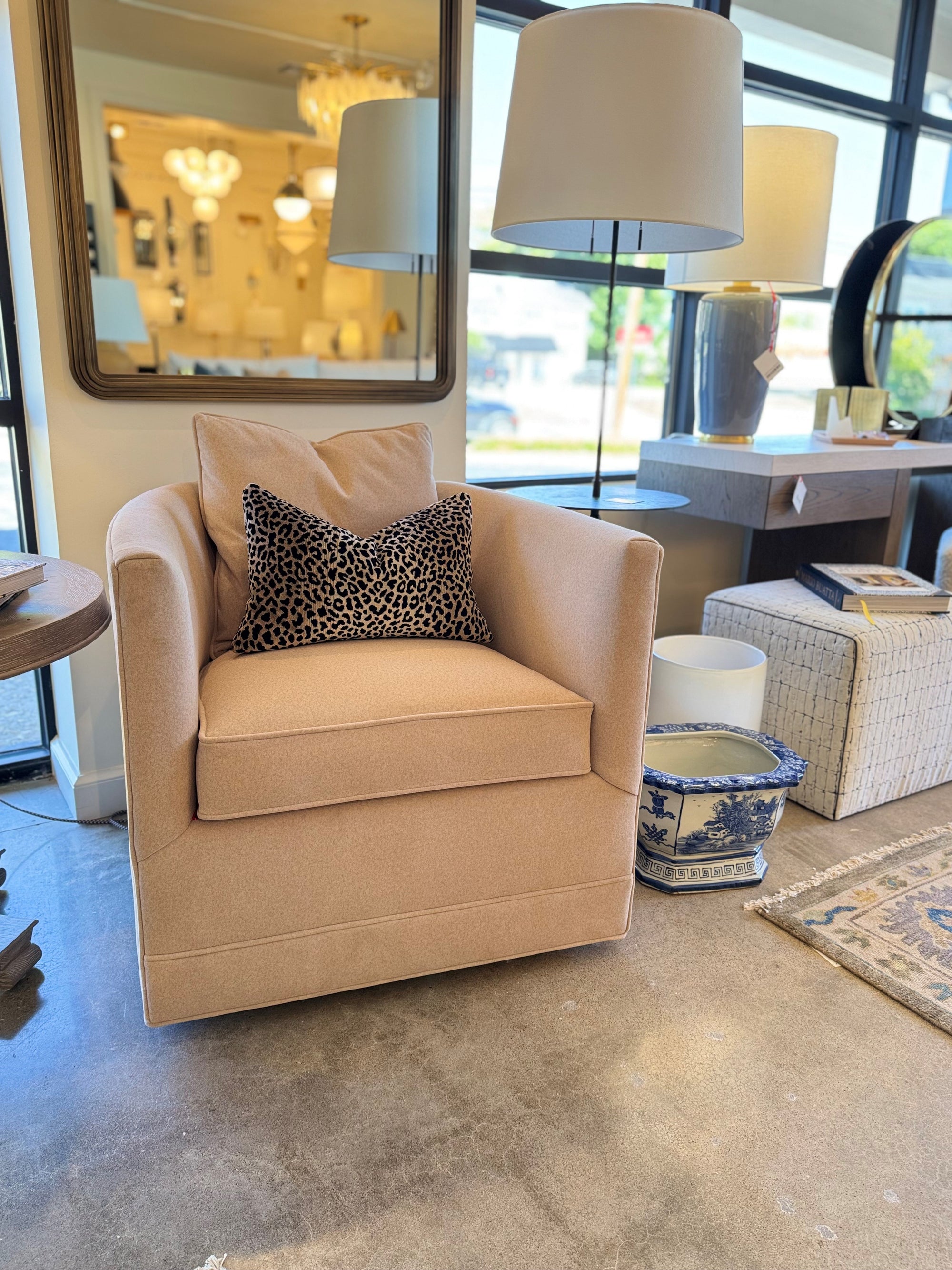 CHANDLER SWIVEL CHAIR - Flax Velvet, duvallatelier.com