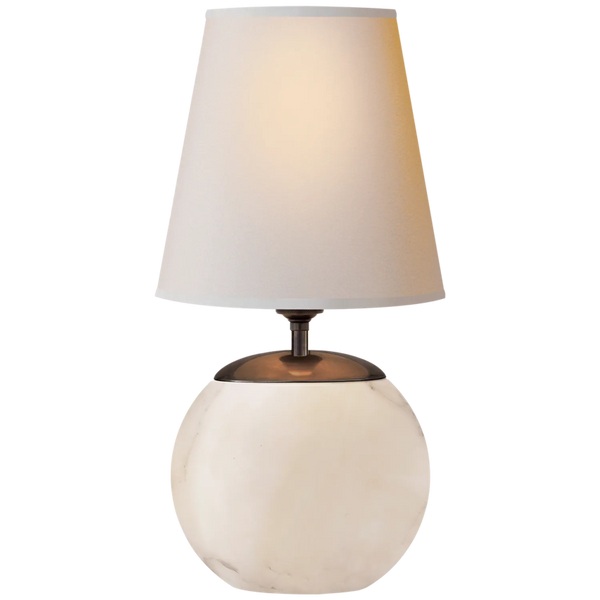 Terri Round Accent Lamp in Alabaster with Natural Paper Shade