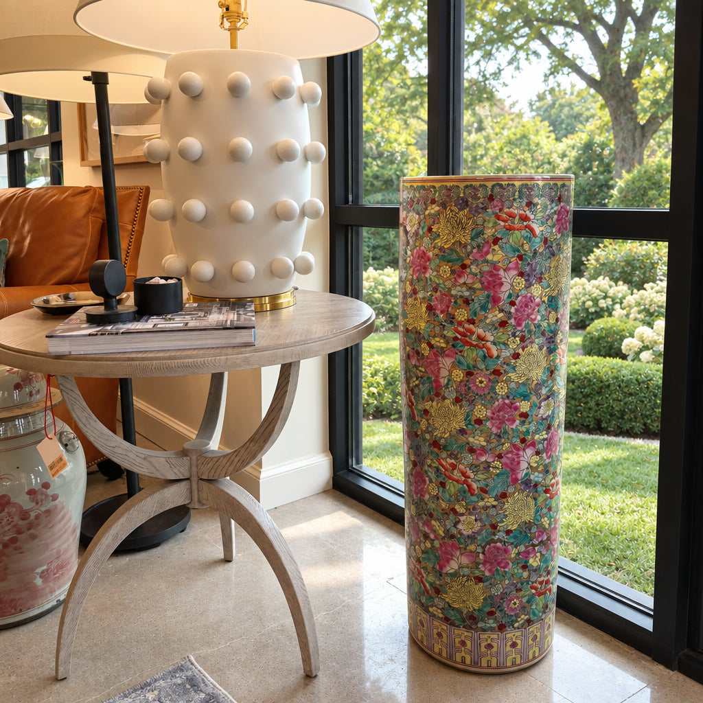 Multicolored Large Straight Vase - Golden Thousand Flower, duvallatelier.com