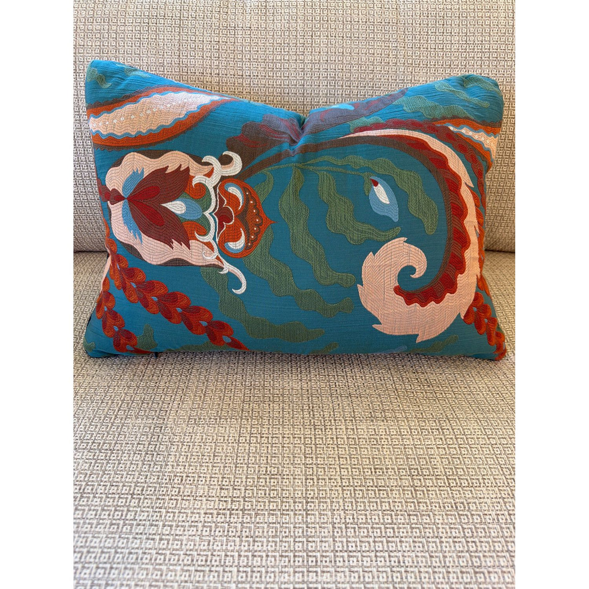 ATELIER COLLECTION PILLOW- JAIPUR FANTASIE TURQUOISE PILLOW, duvallatelier.com