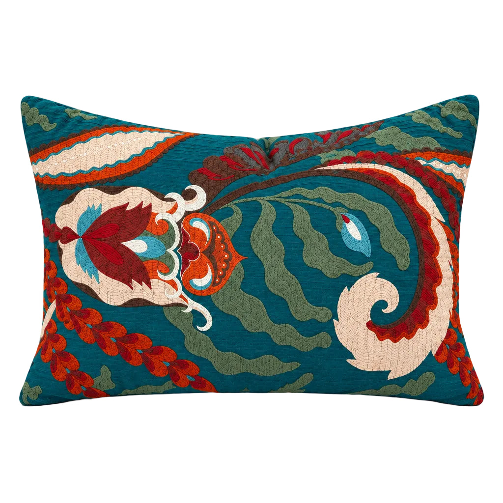 ATELIER COLLECTION PILLOW- JAIPUR FANTASIE TURQUOISE PILLOW, duvallatelier.com