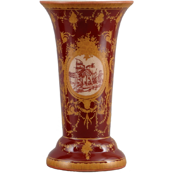 HAND PAINTED PORCELAIN VASE WITH DEXTELLE PATTERN