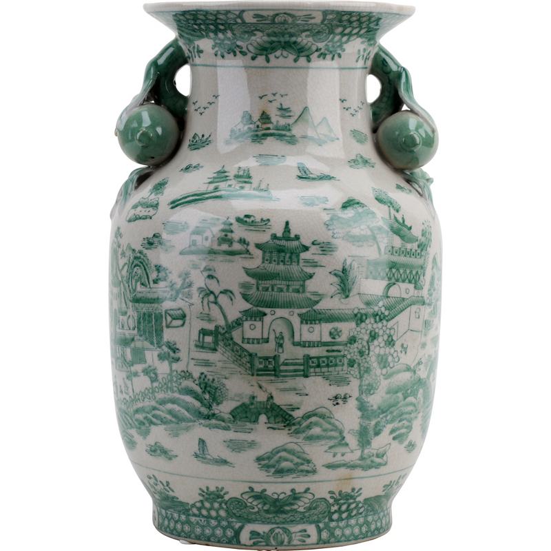 GREEN & WHITE LIDDED JAR