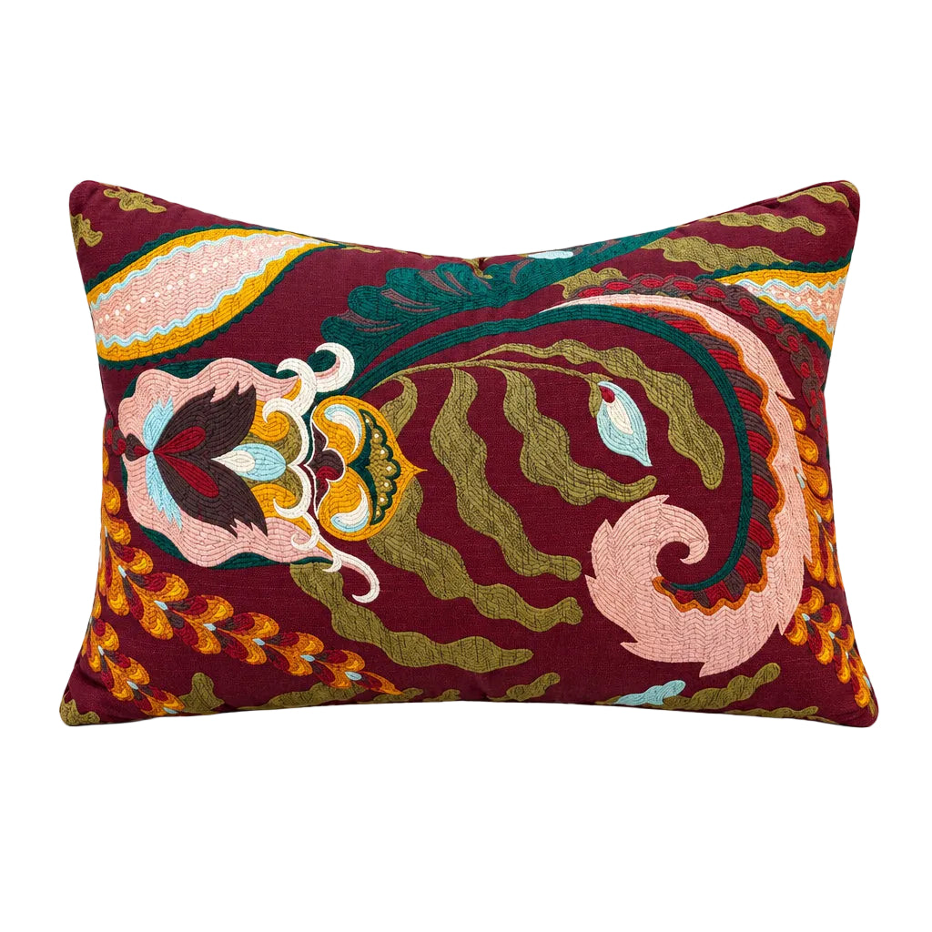 ATELIER COLLECTION PILLOW- JAIPUR FANTASIE AUBERGINE PILLOW, duvallatelier.com