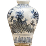 SMALL BLUE & WHITE VASE WITH FLORALS