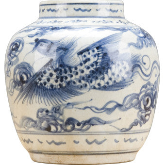 BLUE & WHITE PHOENIX VASE