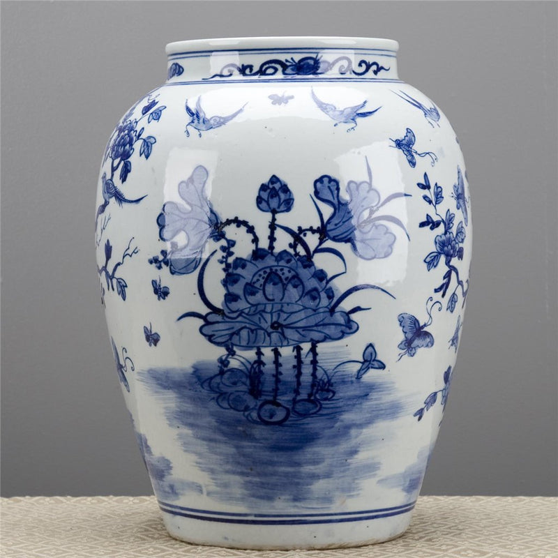 BLUE & WHITE FLORAL PORCELAIN VASE