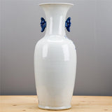 BLUE & WHITE FLORAL AND BIRD VASE