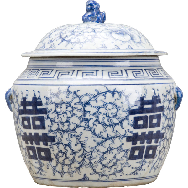 BLUE & WHITE LIDDED DOUBLE HAPPINESS BOX