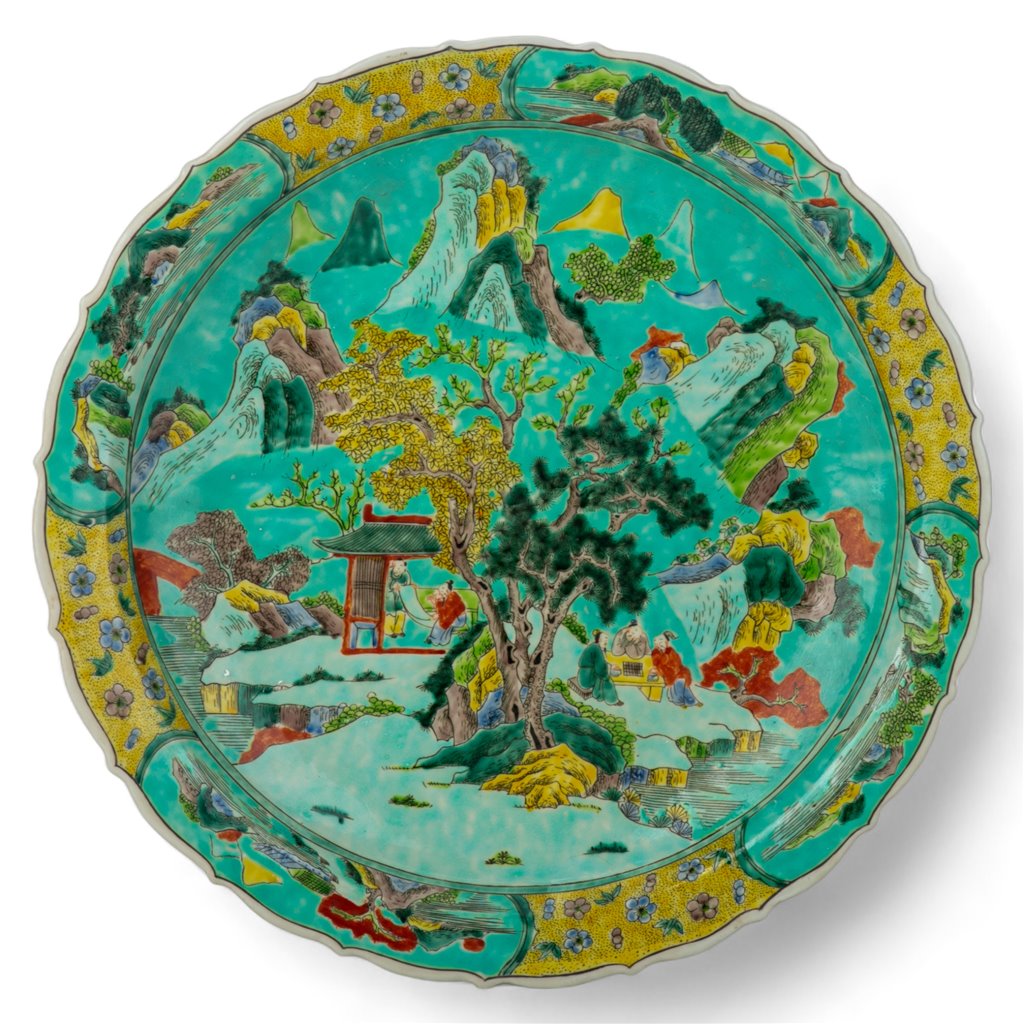 Multicolored Crane Shallow Platter
