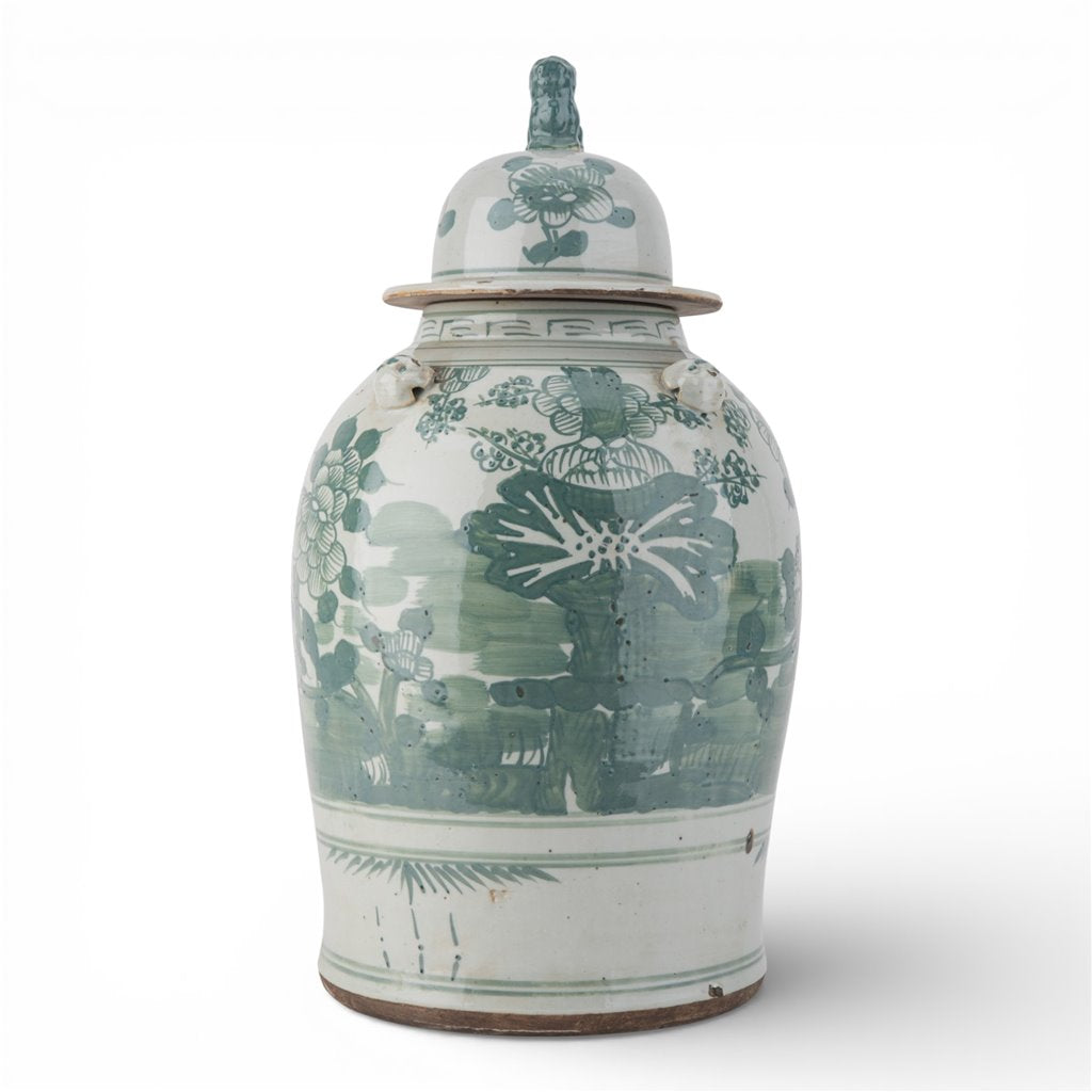 Warrior Lidded Jar - Green Floral