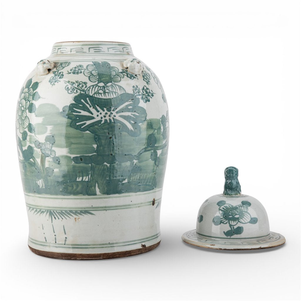 Warrior Lidded Jar - Green Floral