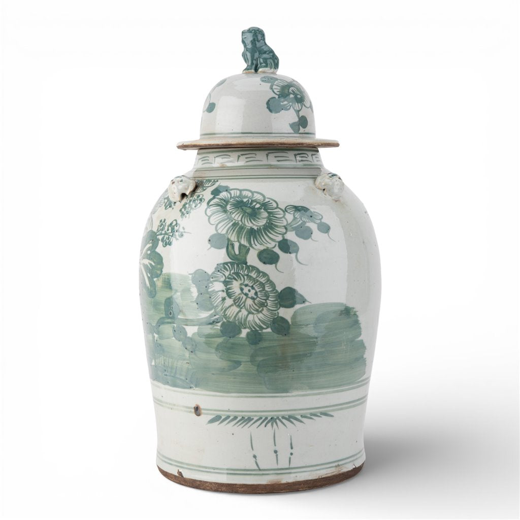 Warrior Lidded Jar - Green Floral