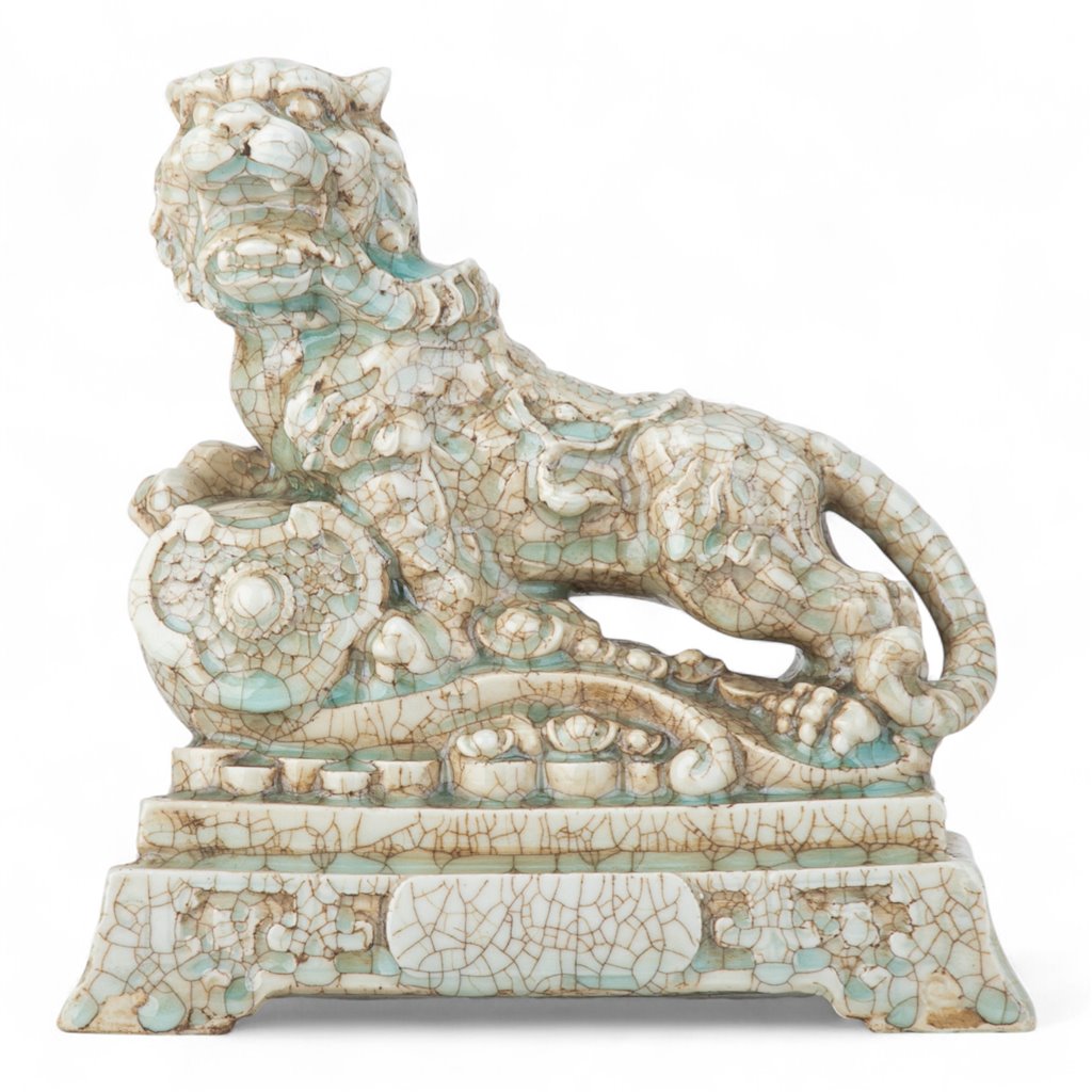 Celadon Crackle Tiger Figure