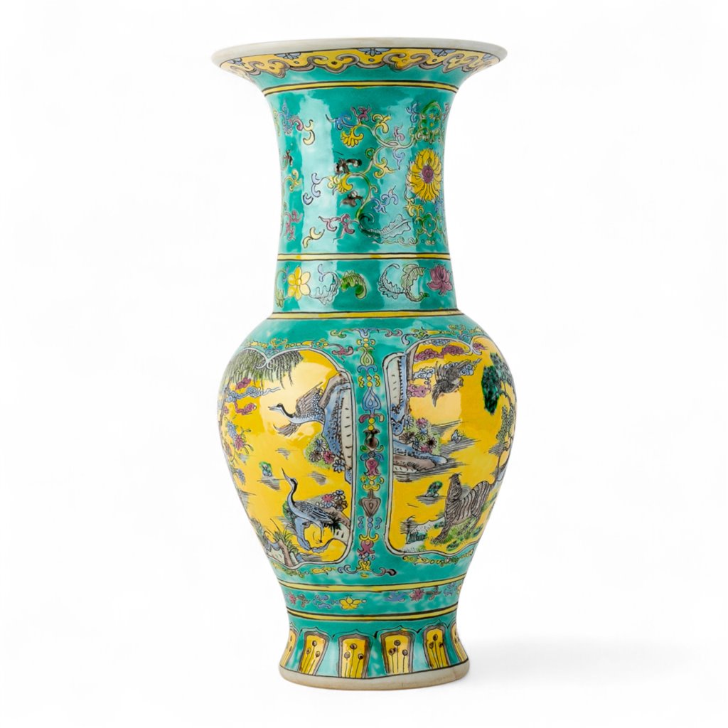 Multicolored Garden Crane Vase