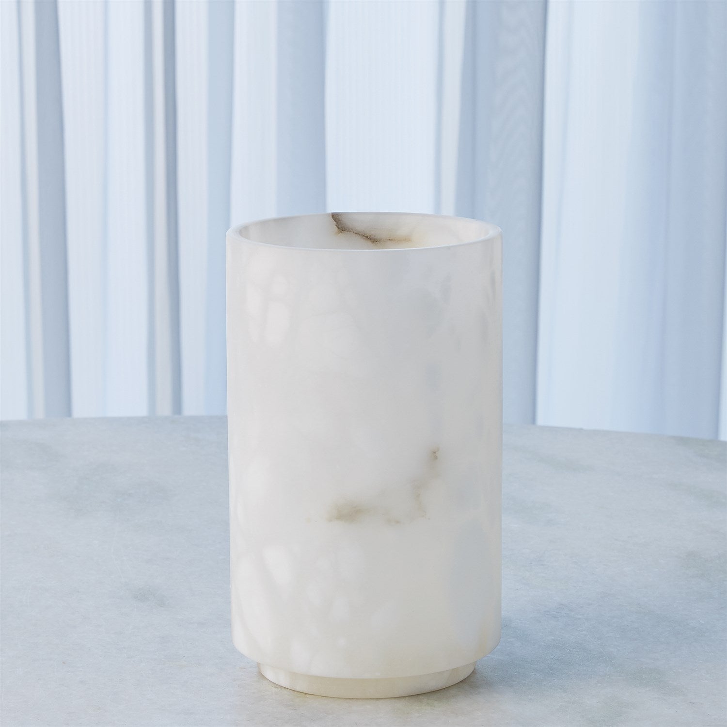 ALABASTER CYLINDER VASE WHITE SM