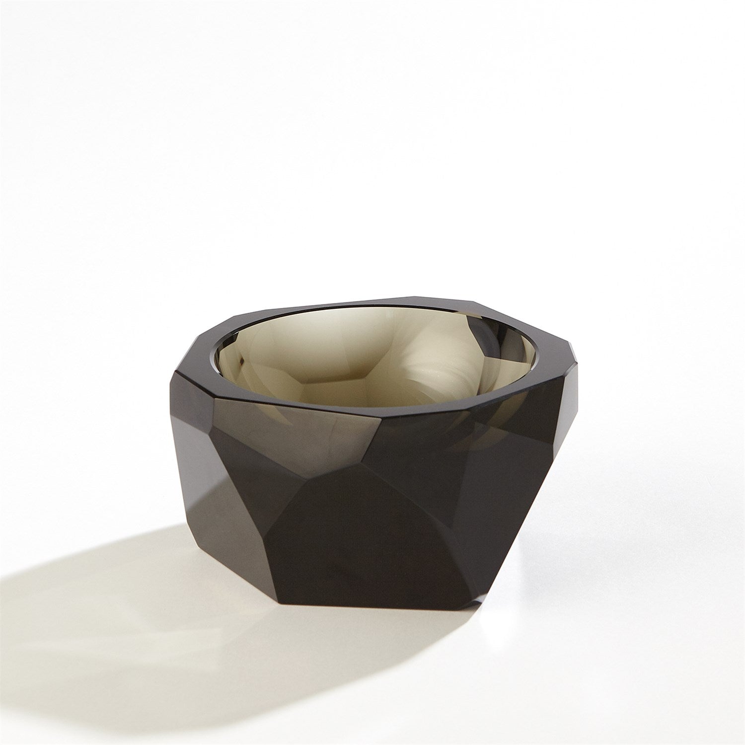 MULTI FACET CRYSTAL BOWL GREY SM