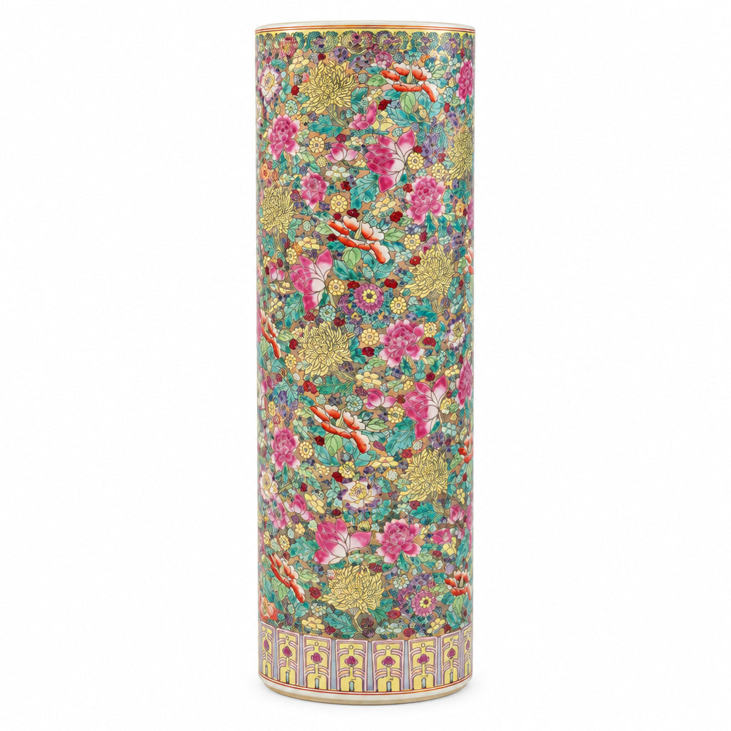 Multicolored Large Straight Vase - Golden Thousand Flower, duvallatelier.com