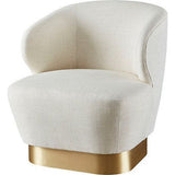 Lambert Swivel Chair The Lambert Swivel Chair is the height of modernism. Classic and comfortable, it features a natural bronze base with a fully upholstered seat and back.  Shown in a beautiful eggshell boucle. Duvall Atelier