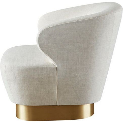 Lambert Swivel Chair The Lambert Swivel Chair is the height of modernism. Classic and comfortable, it features a natural bronze base with a fully upholstered seat and back. Shown in a beautiful eggshell boucle. Duvall Atelier