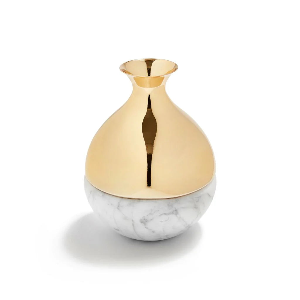 Coluna Dual Vase, Marble & Gold