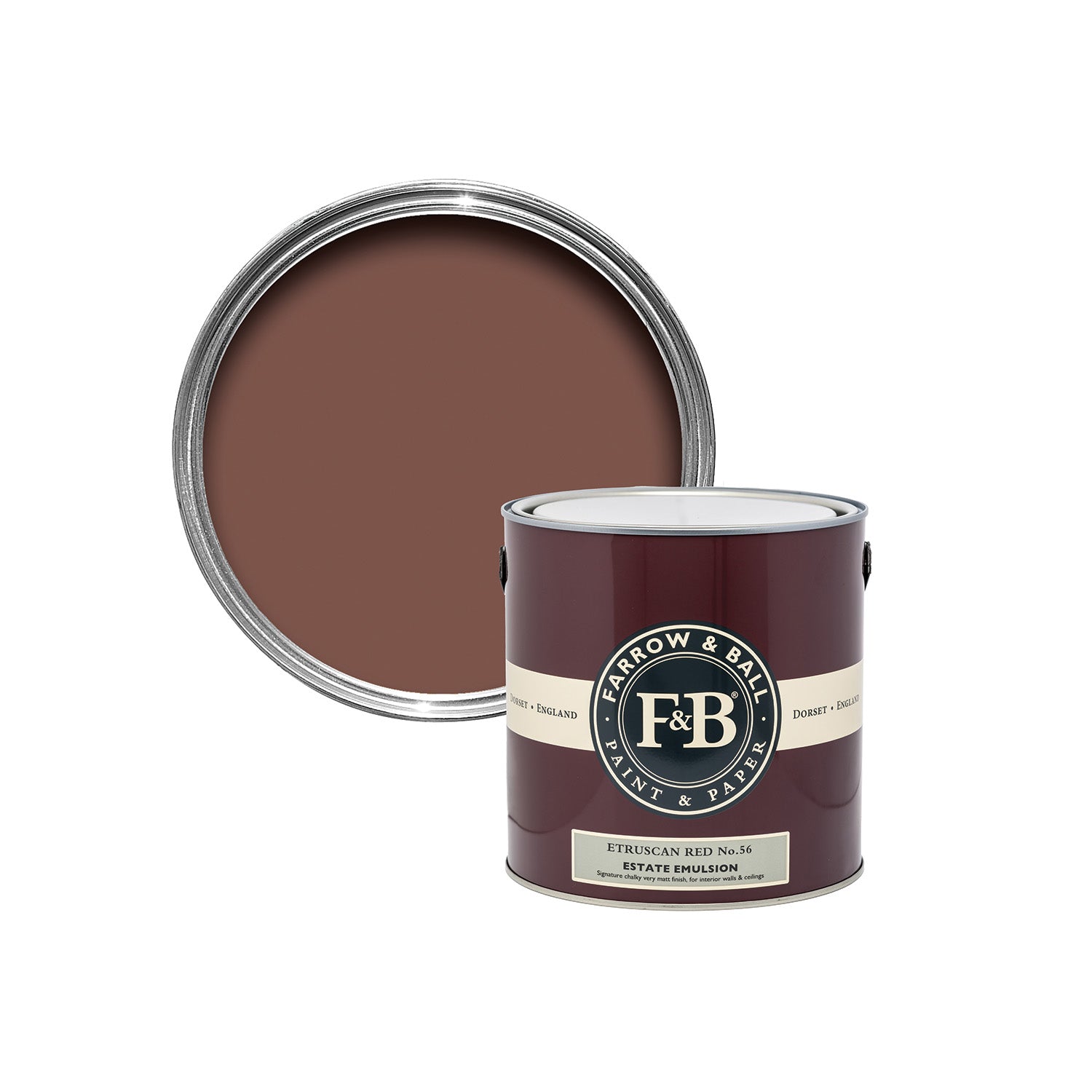 Farrow & Ball Etruscan Red No. 56 paint sample pot, duvallatelier.com