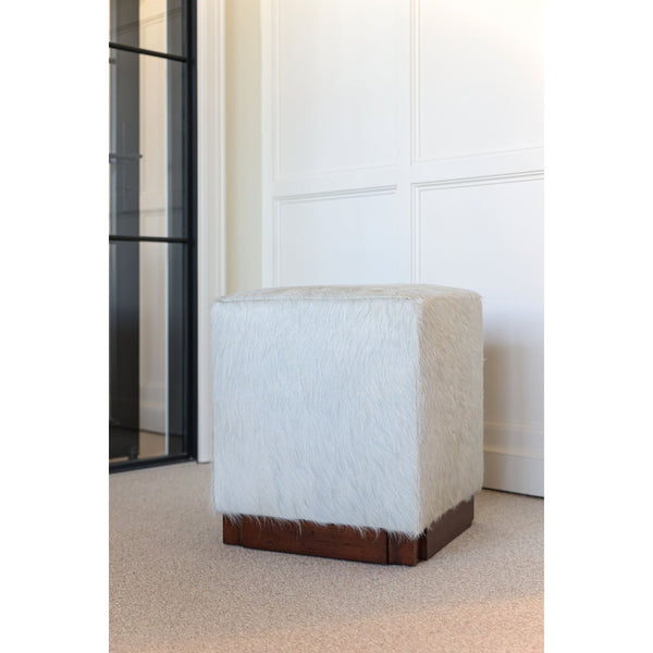 BASELINE OTTOMAN - CREAM HAIR ON HIDE