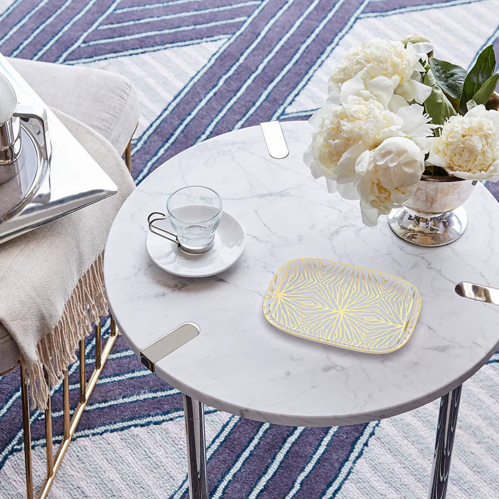 Talianna Lily Pad Catchall Tray, White & Gold