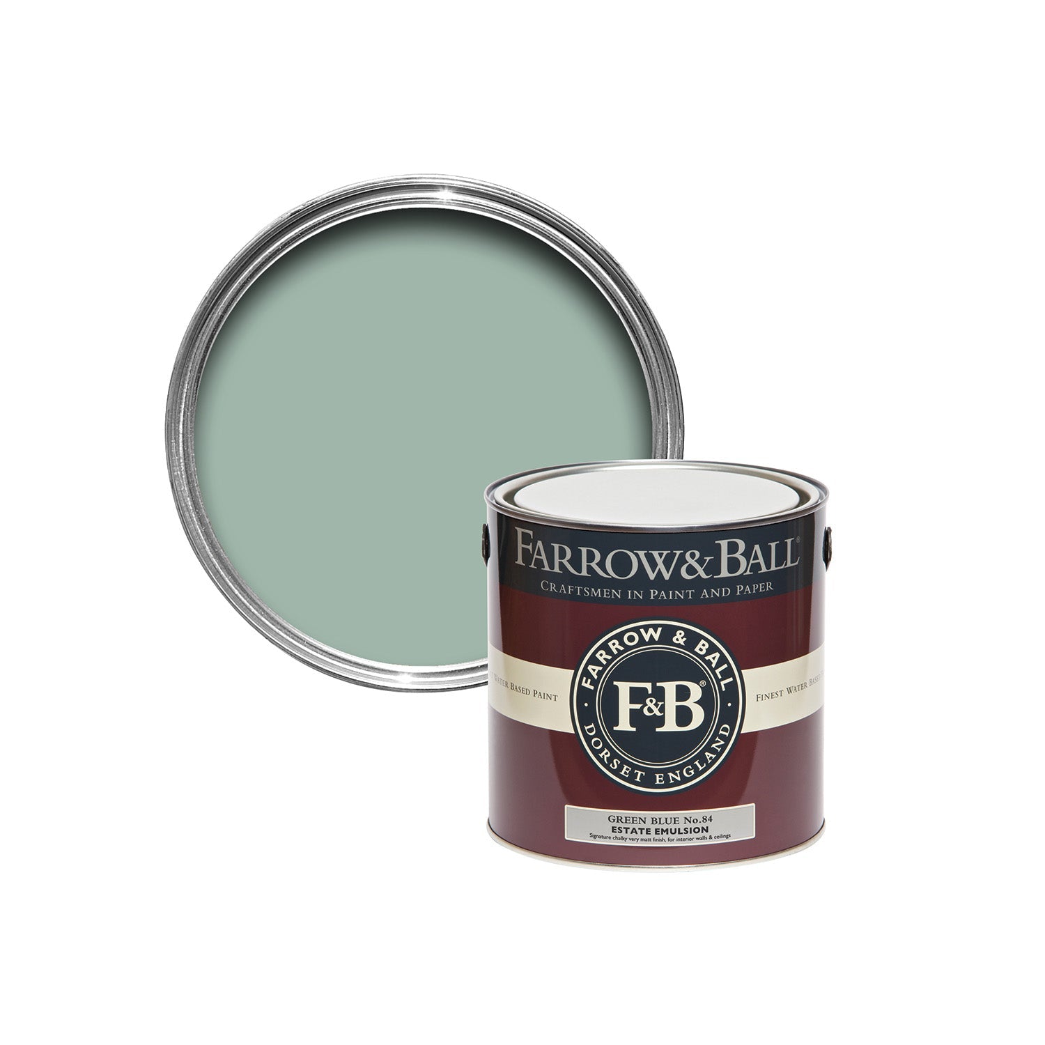 Farrow & Ball Green Blue No. 84 paint sample pot, duvallatelier.com