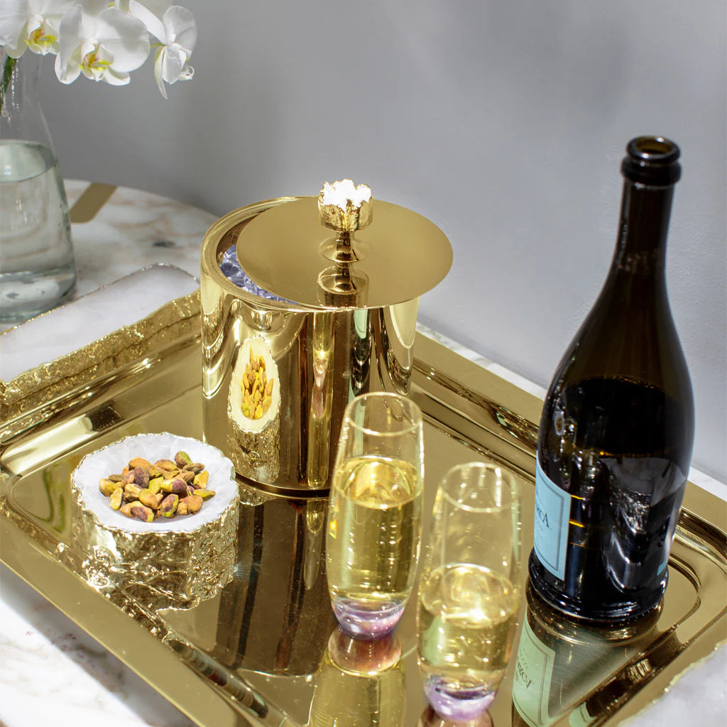 Hospitality Tray, Gold & Crystal
