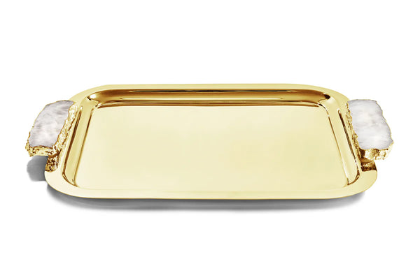 Hospitality Tray, Gold & Crystal