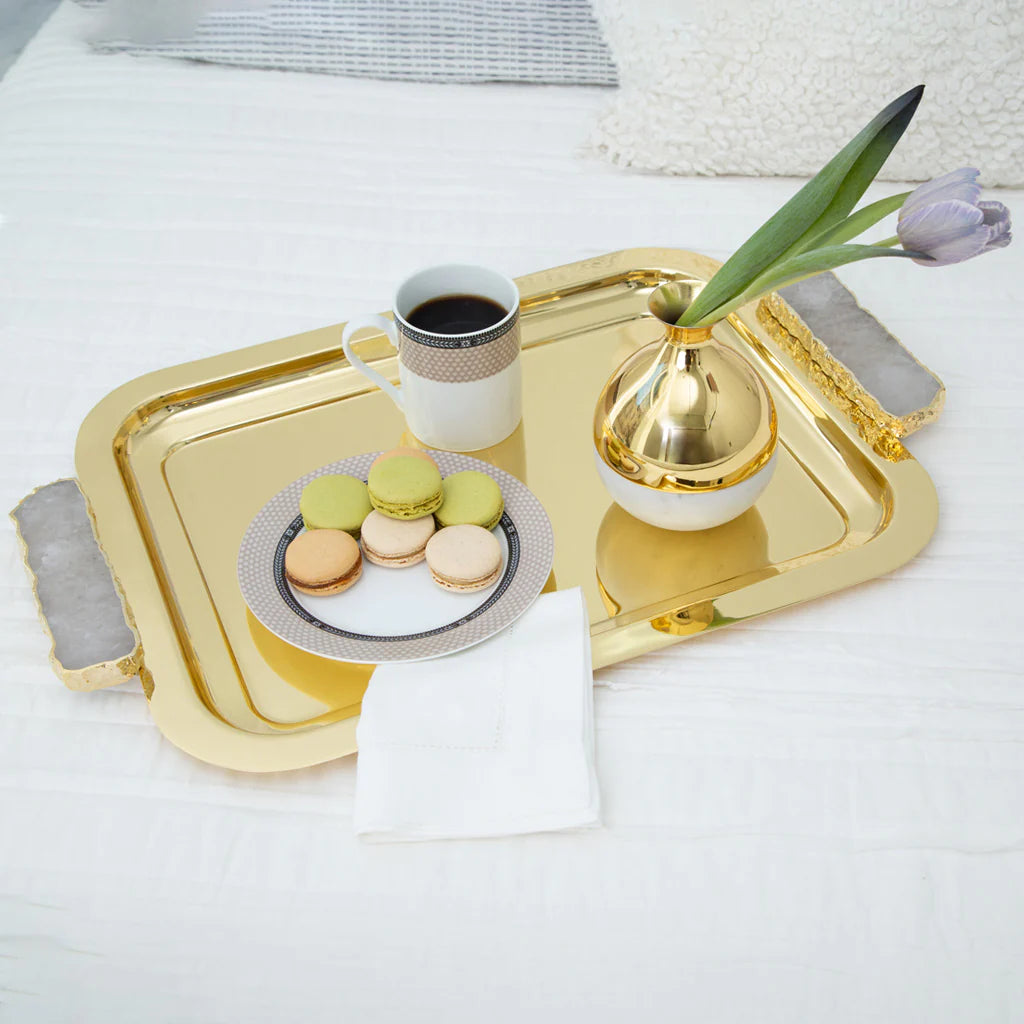 Hospitality Tray, Gold & Crystal