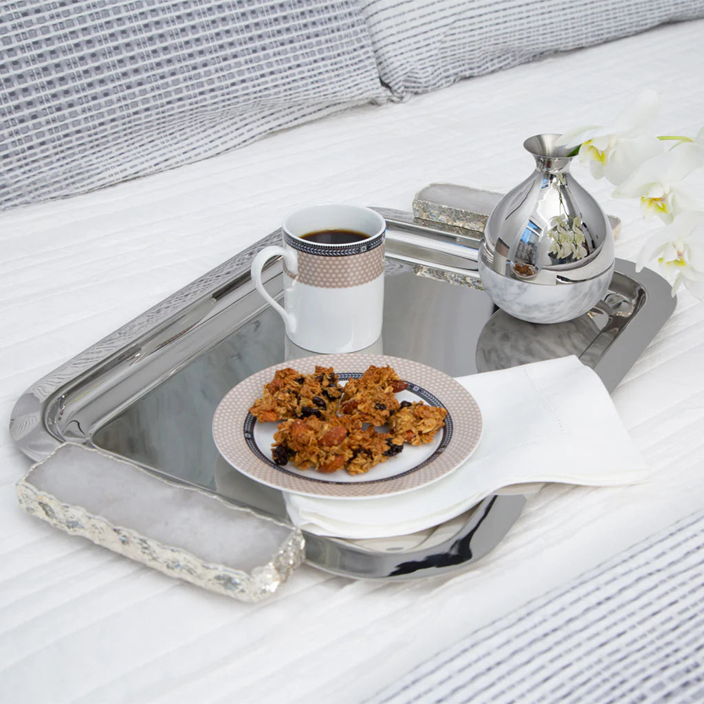 Hospitality Tray, Silver &amp; Crystal