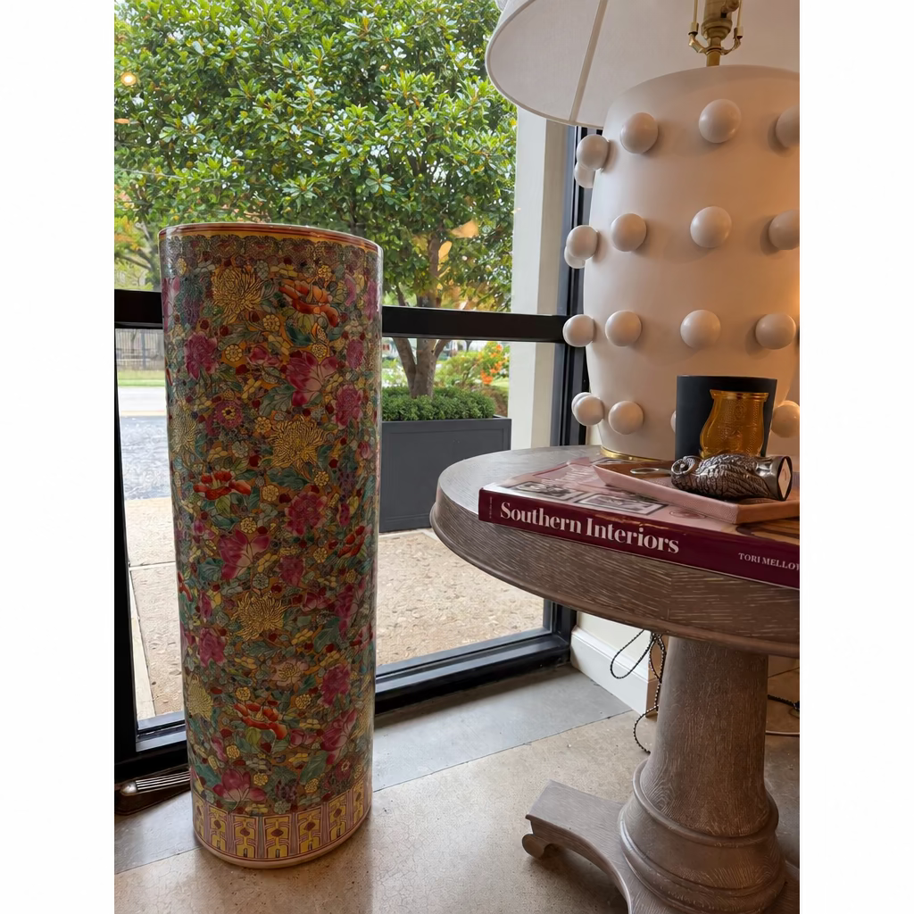 Multicolored Large Straight Vase - Golden Thousand Flower, duvallatelier.com