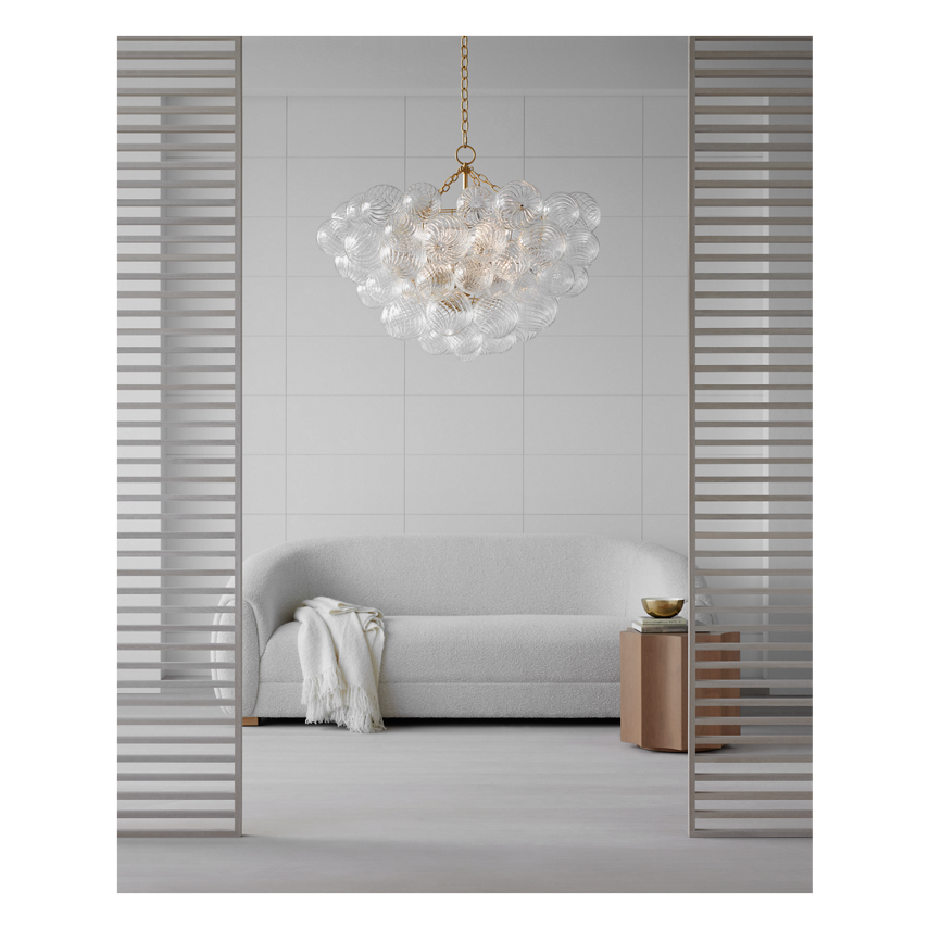 Talia Large Chandelier in Gild and Clear Swirled Glass, duvallatelier.com