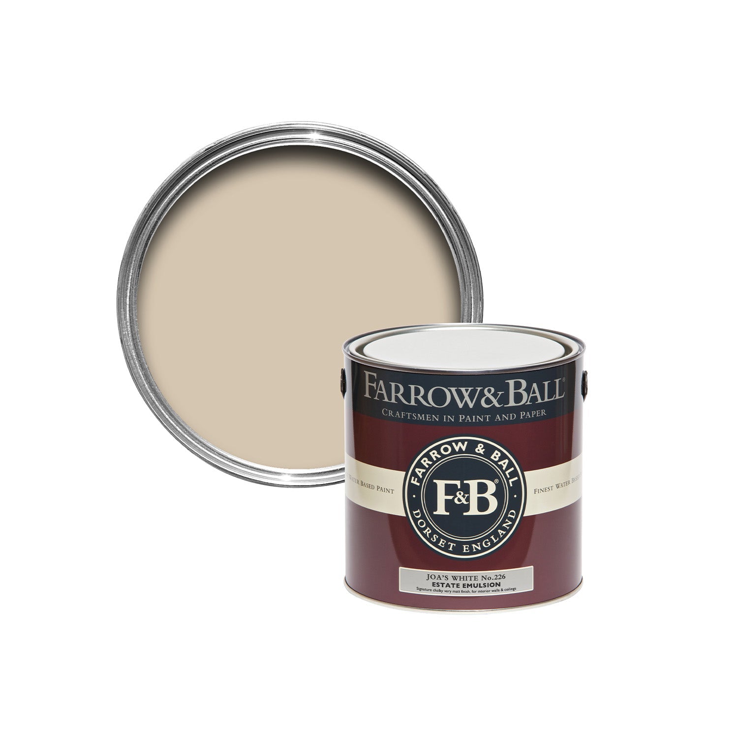 Farrow & Ball Joa's White No. 226 paint sample pot, duvallatelier.com