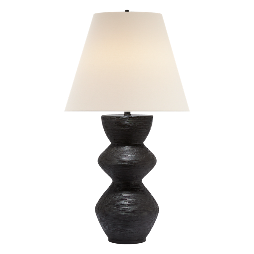 Utopia Table Lamp in Aged Iron with Linen Shade, duvallatelier.com