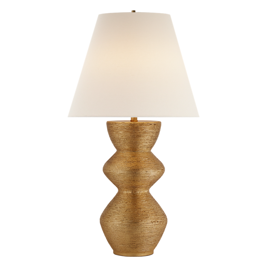 Utopia Table Lamp in Gild with Linen Shade, duvallatelier.com