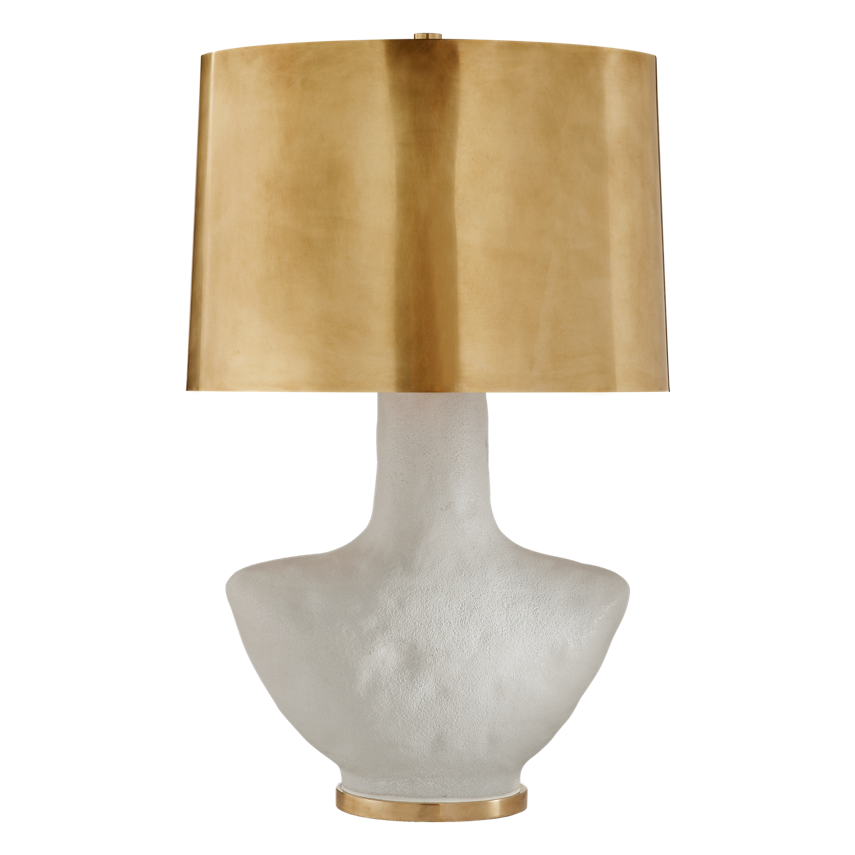 Armato SMALL Table Lamp WITH OVAL ANTIQUE-BURNISHED BRASS  or Linen SHADE, duvallatelier.com