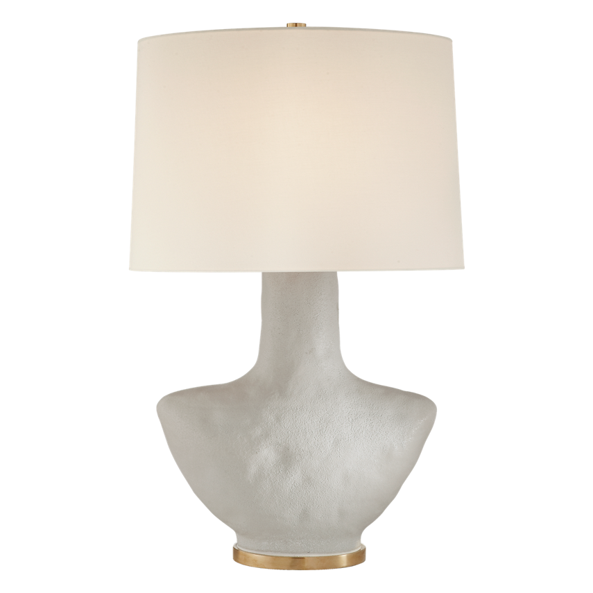 Armato SMALL Table Lamp WITH OVAL ANTIQUE-BURNISHED BRASS  or Linen SHADE, duvallatelier.com