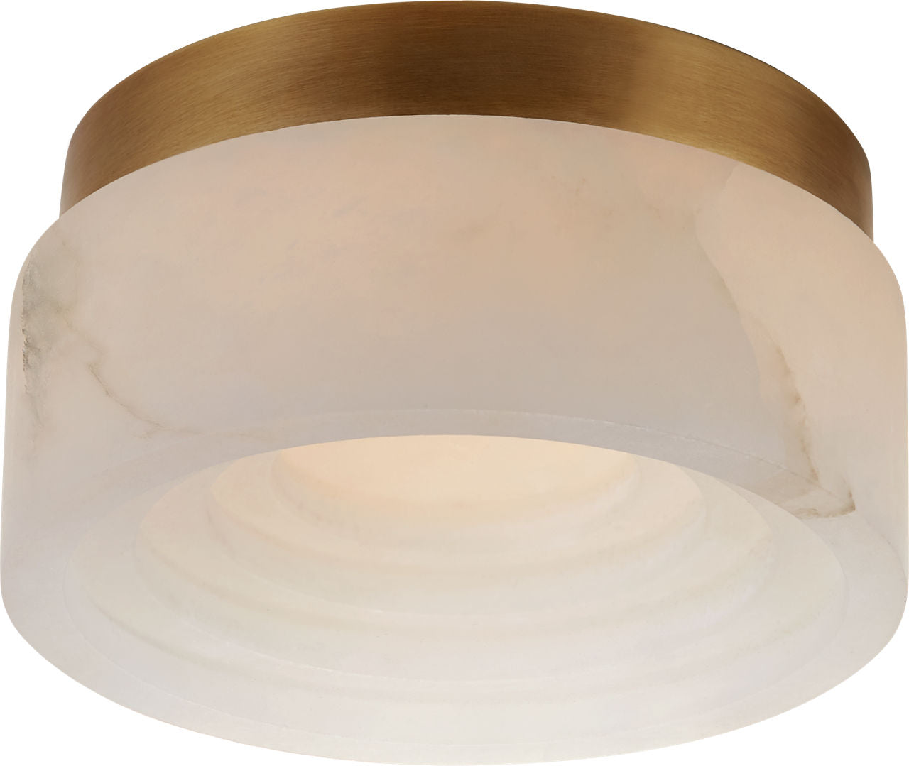 OTTO 5" SOLITAIRE FLUSH MOUNT IN ANTIQUE-BURNISHED BRASS WITH ALABASTER