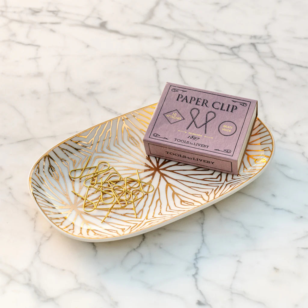 Talianna Lily Pad Catchall Tray, White & Gold