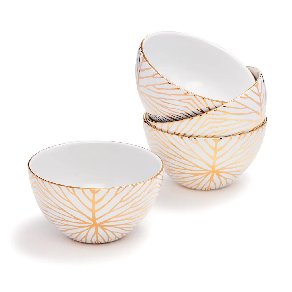 TALIANNA LILYPAD BOWLS - WHITE/GOLD Set of 4