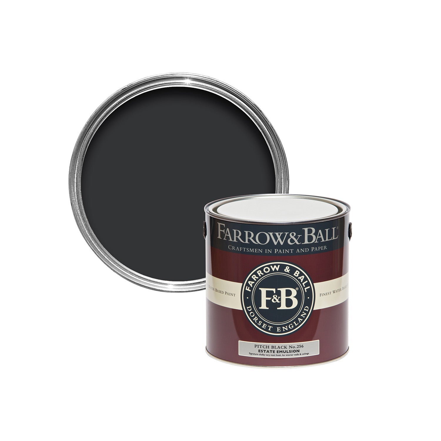 Farrow & Ball Pitch Black No. 256 paint sample pot, duvallatelier.com