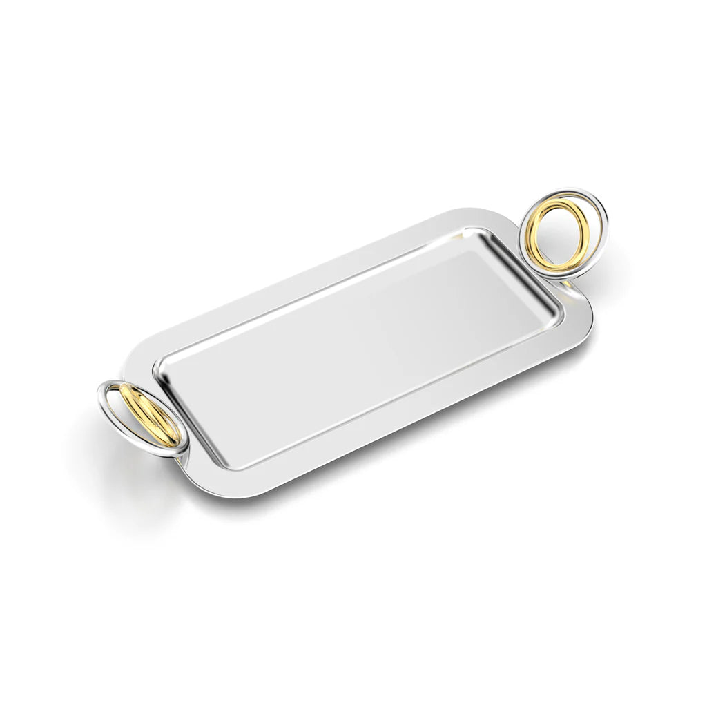 Ring Rectangular Tray, Silver Large & Small
