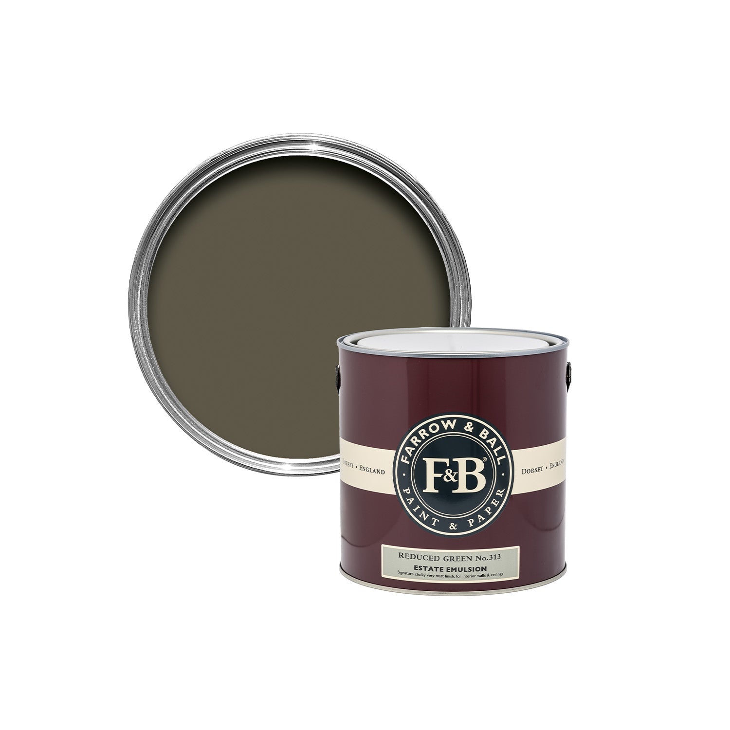 Farrow &amp;Ball Reduced Green No. 313 paint sample pot, duvallatelier.com
